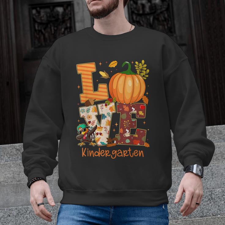 Love Kindergarten Teacher Turkey Thanksgiving Autumn Fall Men Graphic Sweatshirt