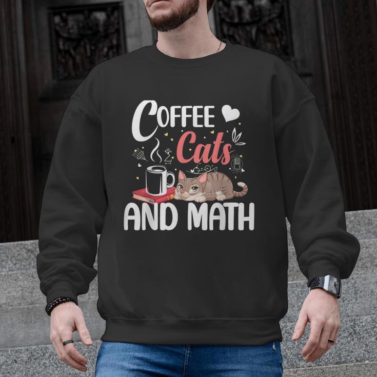 I Love Math Cats And Coffee Heart Mathematics Teacher Men Graphic Sweatshirt