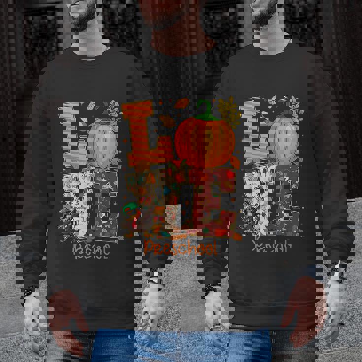 Love Preschool Teacher Turkey Thanksgiving Autumn Fall Men Graphic Sweatshirt