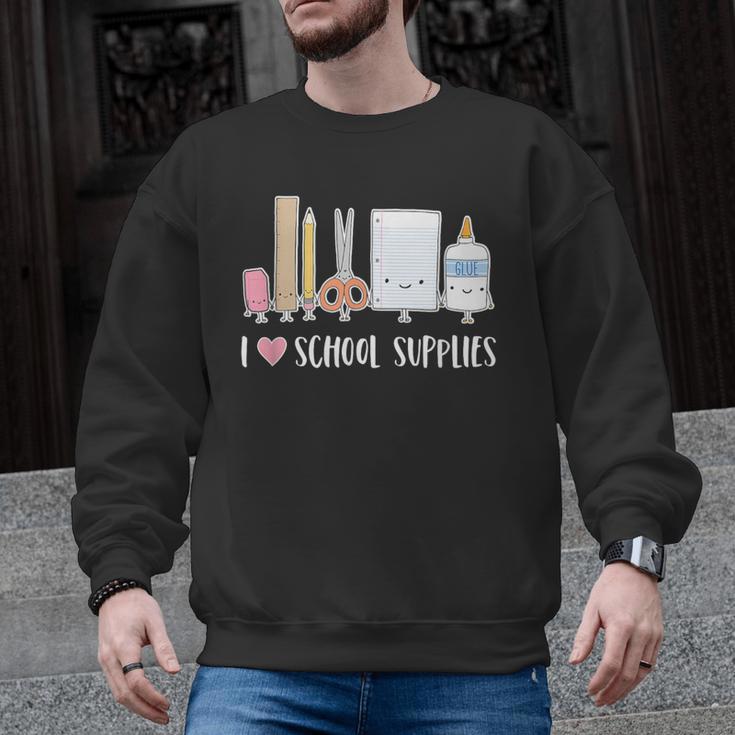 I Love School Supplies Teacher Shirt Men Graphic Sweatshirt