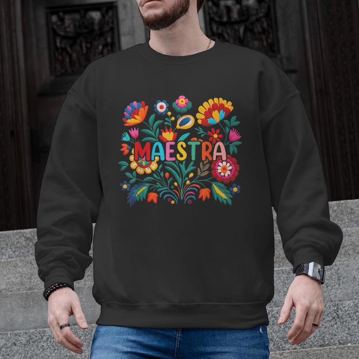 Maestra Flowers Spanish Teacher Cinco De Mayo Men Graphic Sweatshirt