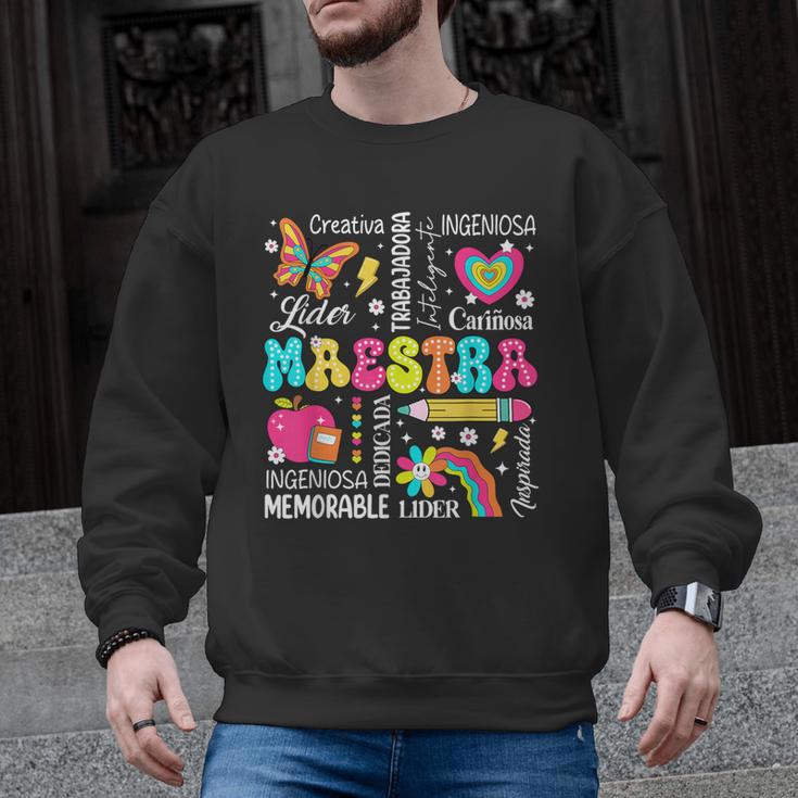 Maestra Spanish Teacher Back To School Maestra De Espanol Men Graphic Sweatshirt