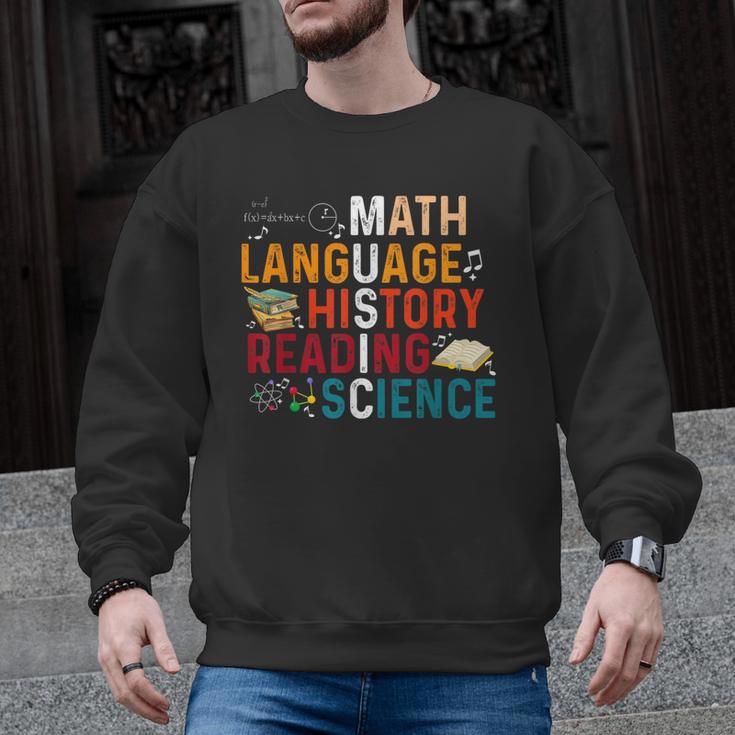 Math Language History Reading Science Music Teacher Men Graphic Sweatshirt
