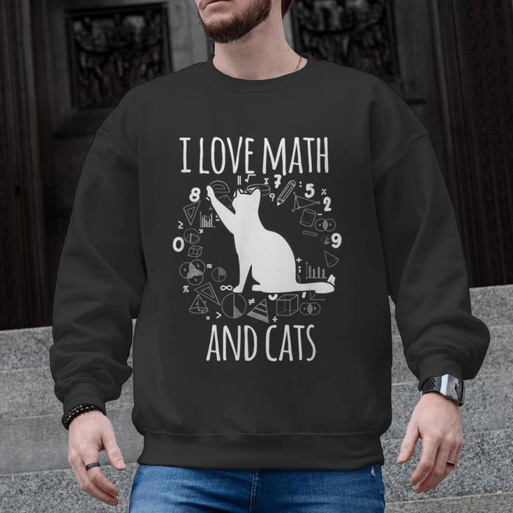 Math Nerd Math Teacher Cat Lover I Love Math And Cats Men Graphic Sweatshirt