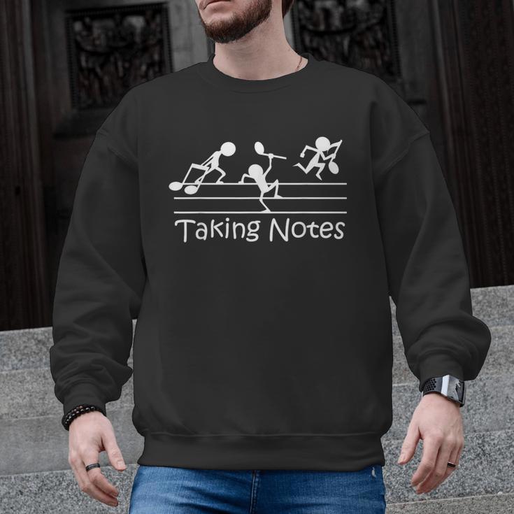 Melodic Humor Musician’s Playful Collection Musical Taking Notes Music Lovers Vintage Teachers Men Graphic Sweatshirt