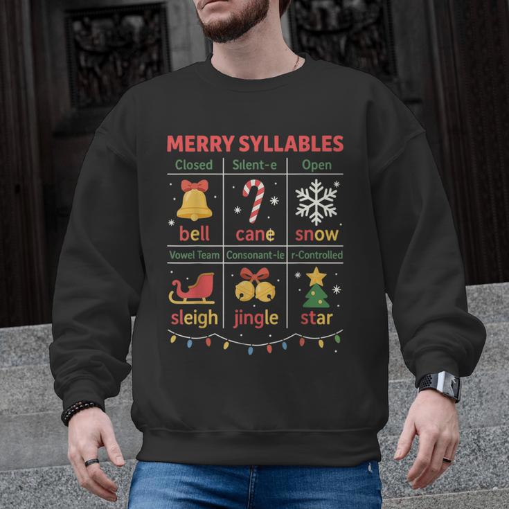 Merry Syllables Teacher Christmas Educational Kids Men Graphic Sweatshirt