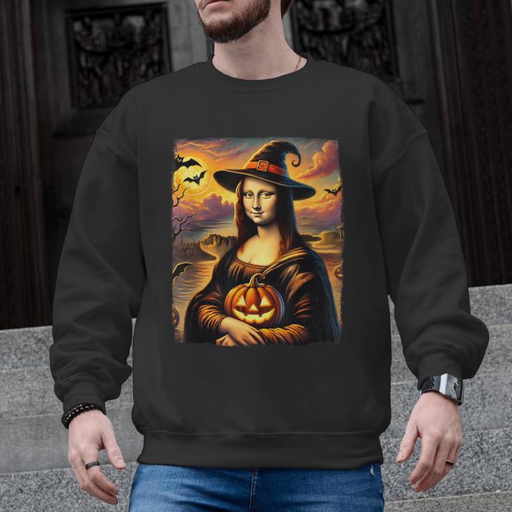 Mona Lisa Pumpkin Halloween Art Teacher Witchy Women Kids Men Graphic Sweatshirt