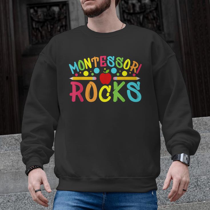 Montessori Rocks Montessori Teacher Back To School Men Graphic Sweatshirt