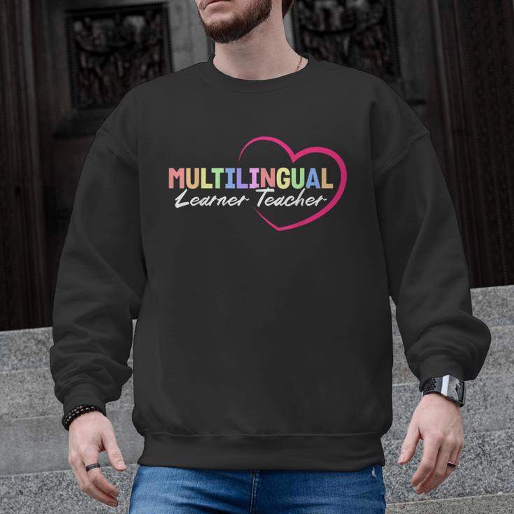 Multilingual Learner Teacher Heart Men Graphic Sweatshirt