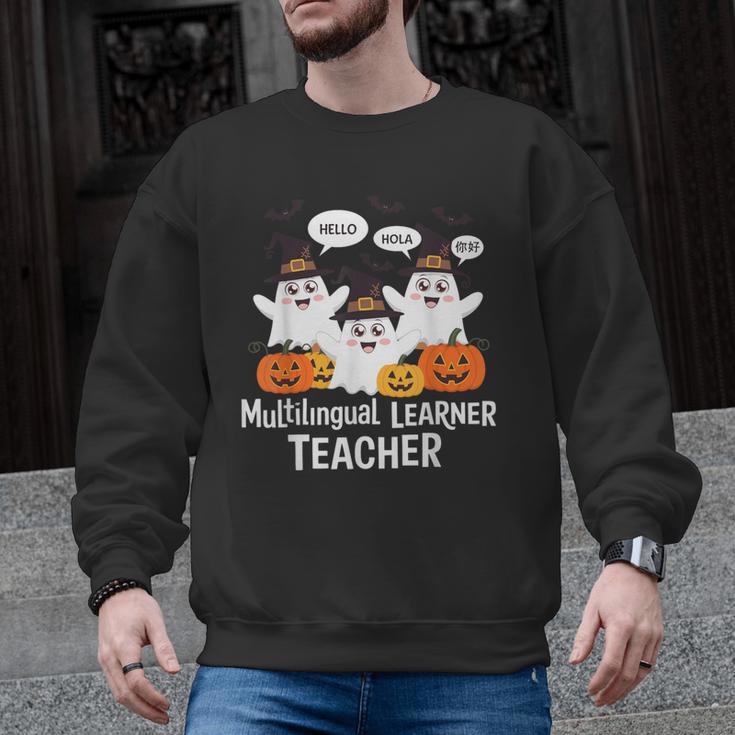 Multilingual Learner Teacher Spooky Halloween ESL Teacher Men Graphic Sweatshirt