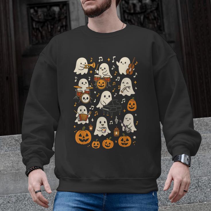Music Teacher Orchestra Shirt Spooky Halloween Ghost Band Men Graphic Sweatshirt