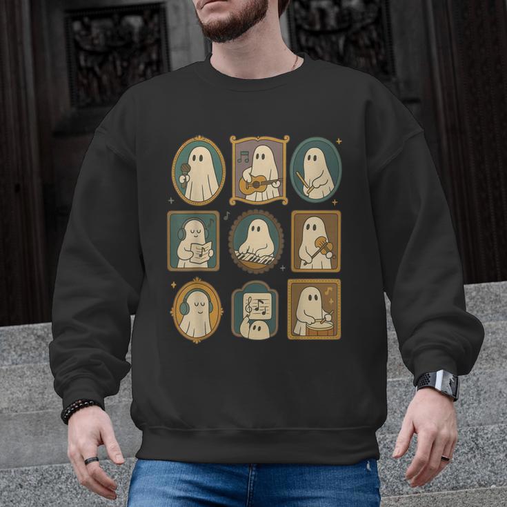 Music Teacher Orchestra Spooky Halloween Ghost Band Men Graphic Sweatshirt