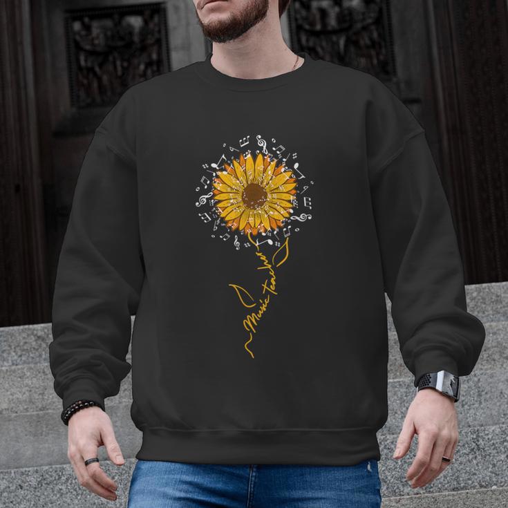 Music Teacher Shirt Sunflower Music Notes Musician Singer Men Graphic Sweatshirt