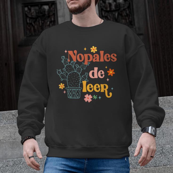 Nopales De Leer Spanish Teacher Maestra Cactus Bilingual Men Graphic Sweatshirt