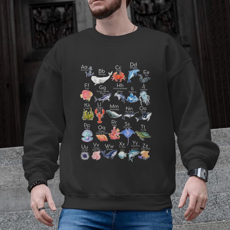 Ocean Animals Alphabet Cute Sea Life ABC Marine Kids Teacher Men Graphic Sweatshirt