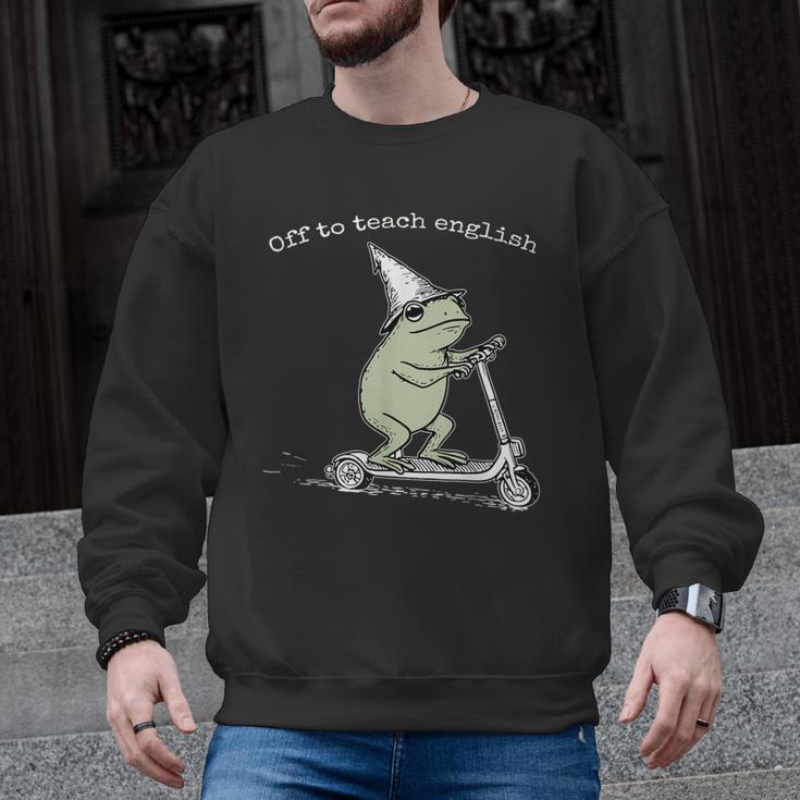 Off To Teach English Scooter Frog ESL Teacher Literature Men Graphic Sweatshirt