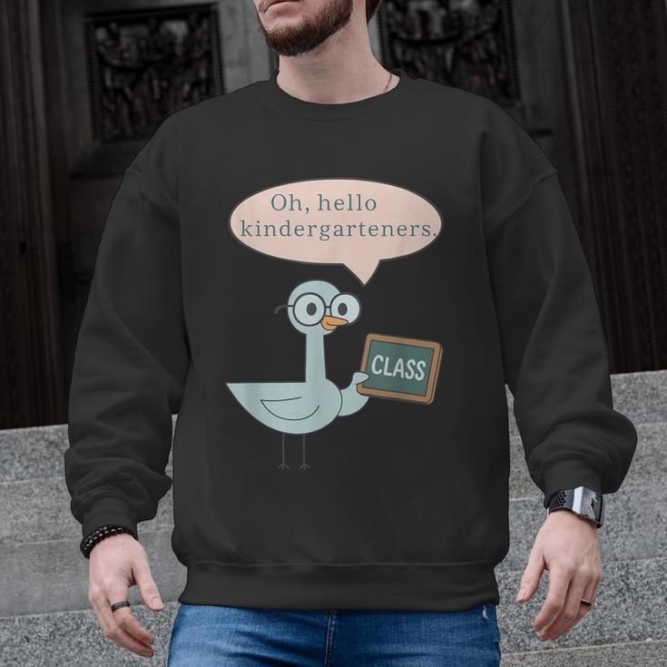 Oh Hello Kindergarteners Shirt Cute Pigeon Teacher Tee Men Graphic Sweatshirt