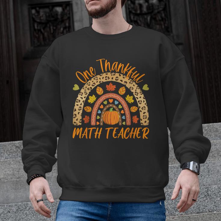One Thankful Math Teacher Thanksgiving Autumn Fall Rainbow Men Graphic Sweatshirt