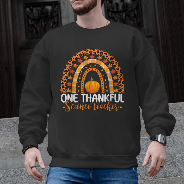 One Thankful Science Teacher Rainbow Boho Fall Thanksgiving Men Graphic Sweatshirt