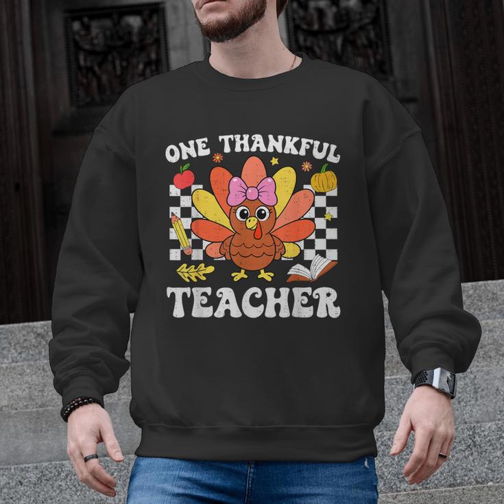 One Thankful Teacher Turkey Thanksgiving Teaching Men Graphic Sweatshirt