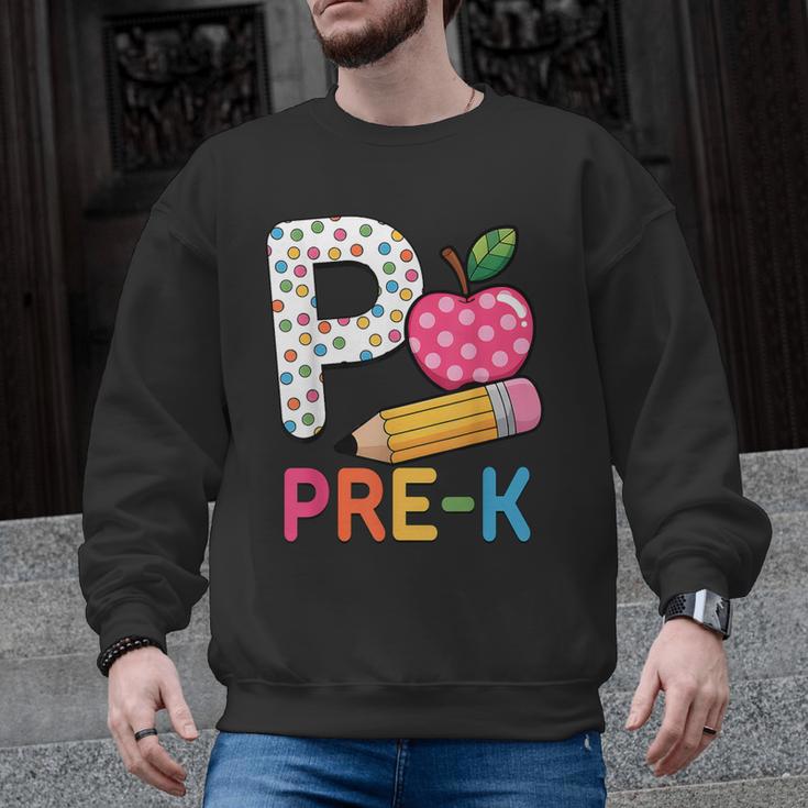 P Is For Pre K Teacher Student Pencil Apple Back To School Men Graphic Sweatshirt