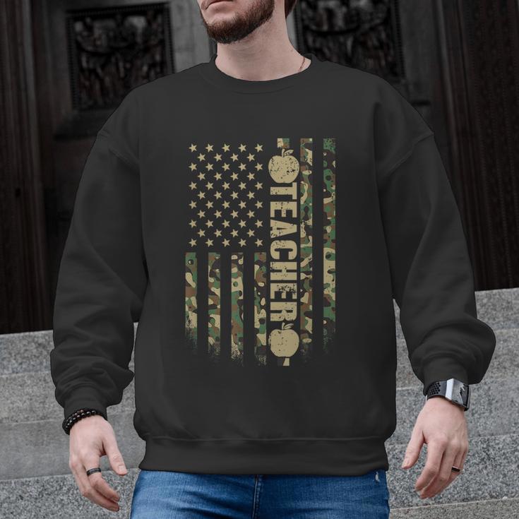 Patriotic Teacher American Flag Camouflage 4th Of July Camo Men Graphic Sweatshirt