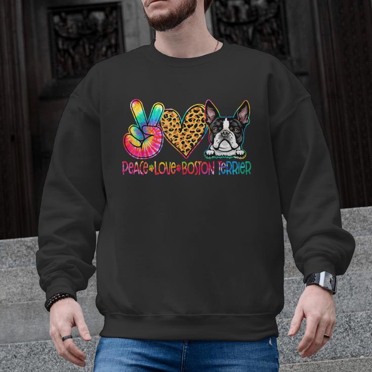 Peace Love Boston Terrier Tie Dye Dog Lover For Men Women Girls Kids Men Graphic Sweatshirt