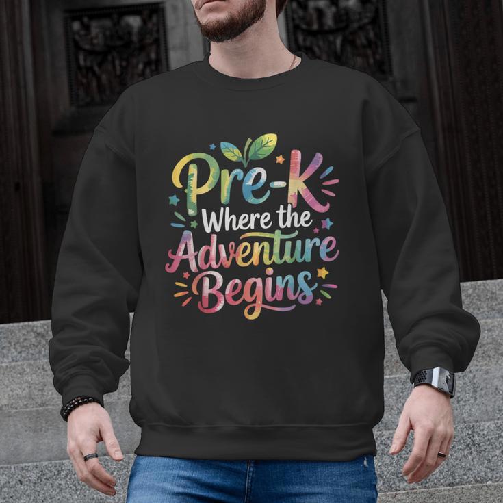 Pre-K Where The Adventure Begins Preschool Teachers Students Men Graphic Sweatshirt