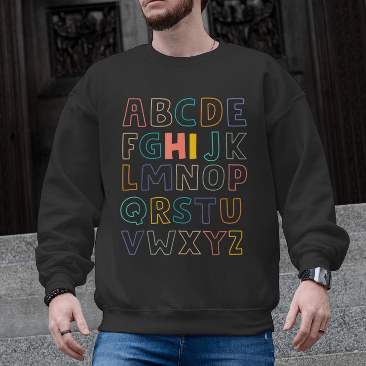 Pre K Kindergarten Hi Alphabet Back To School Teachers Men Women Girls Kids Men Graphic Sweatshirt
