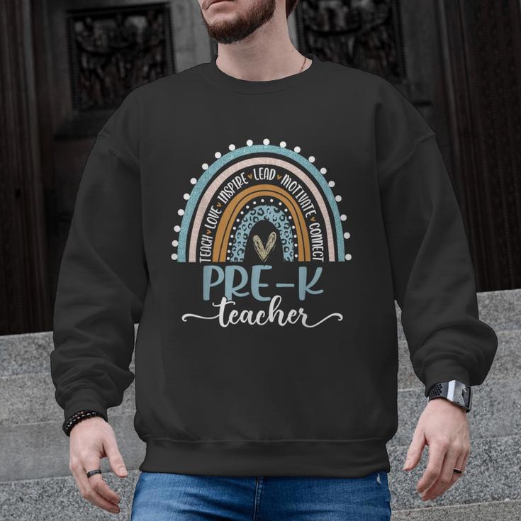 Pre-K Teacher Leopard Boho Rainbow Back To School Men Graphic Sweatshirt
