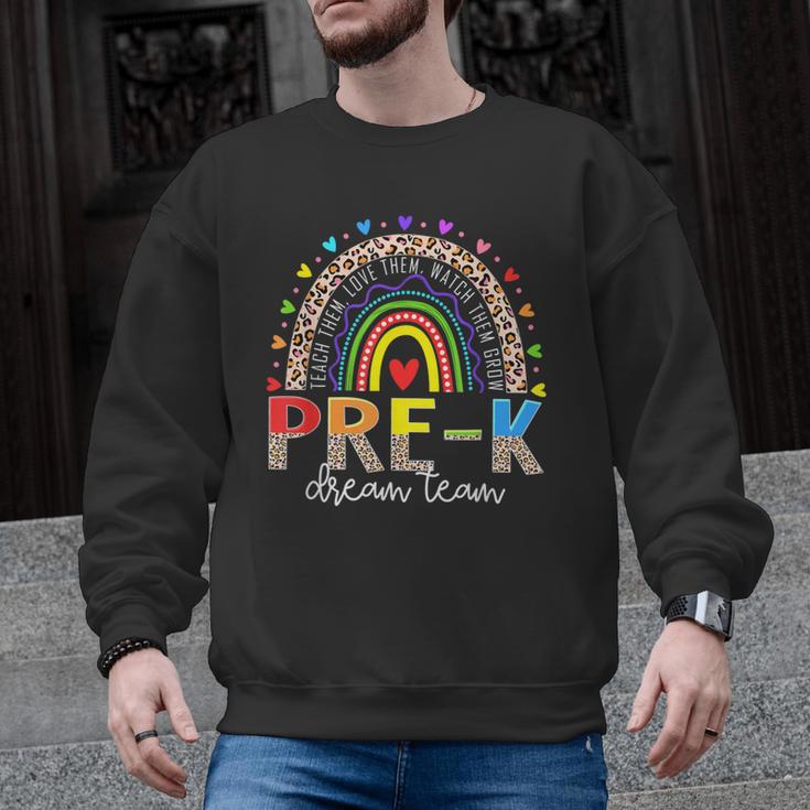PreK Dream Team Leopard Rainbow Teacher Squad Back To School Men Graphic Sweatshirt