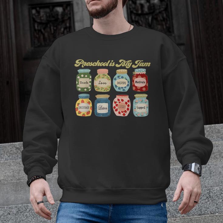 Preschool Is My Jam Retro Preschool Teacher Back To School Men Graphic Sweatshirt