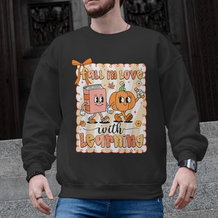 Pumpkin Teacher Preppy Fall In Love With Learning Autumn Men Graphic Sweatshirt