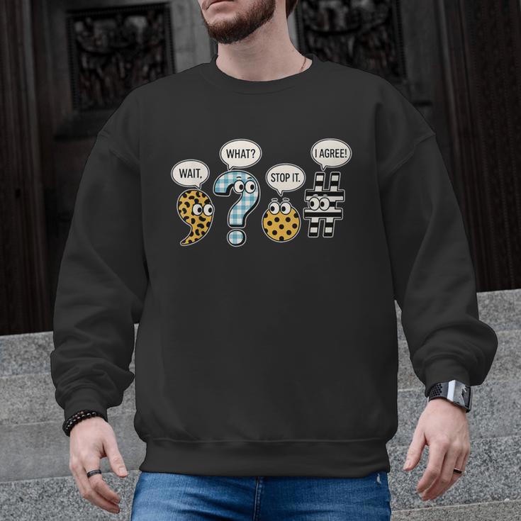 Punctuation English Grammar Teacher Back To School Men Graphic Sweatshirt