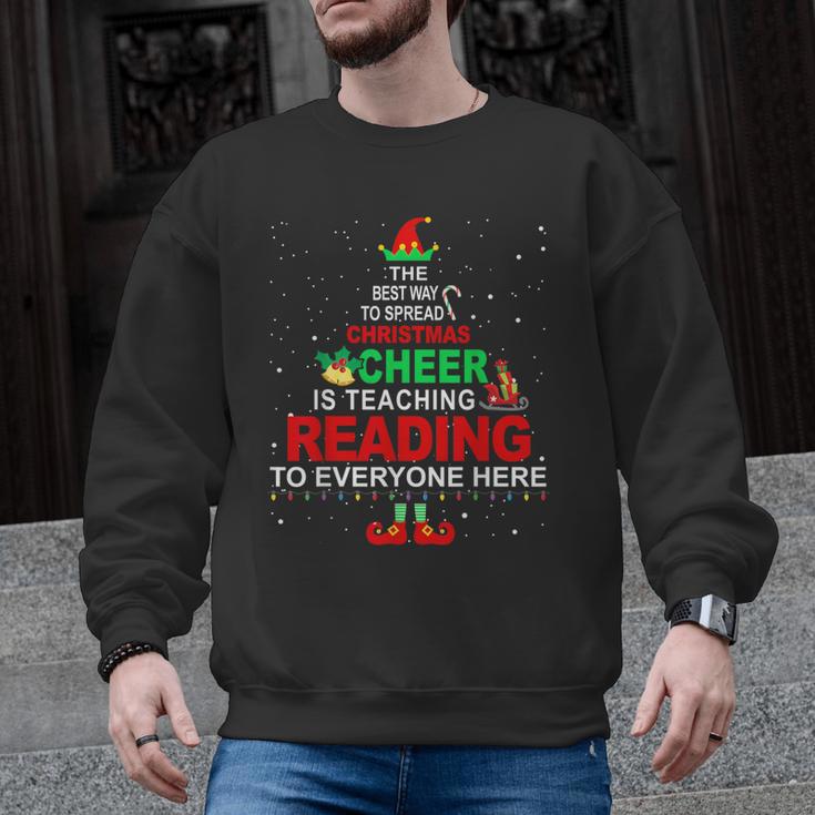 Reading Teacher Christmas Shirt Elf Christmas Cheer For Men Women Men Graphic Sweatshirt