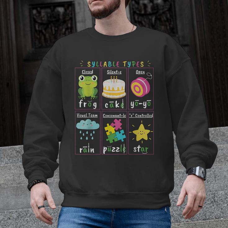 Reading Teacher Syllable Types Phonics Phonemic Awareness Men Graphic Sweatshirt