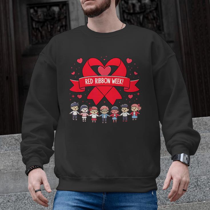 Red Ribbon Week Awareness For Students And Teachers Men Women Girls Kids Men Graphic Sweatshirt