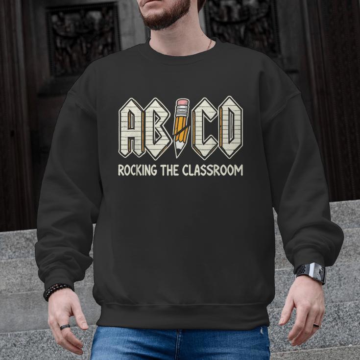 Retro Abcd Teacher Novelty Back To School Teacher Men Graphic Sweatshirt