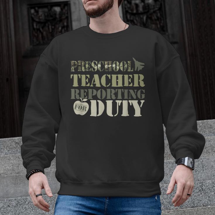 Retro Back To School Women Old Camo Preschool Teacher Men Graphic Sweatshirt