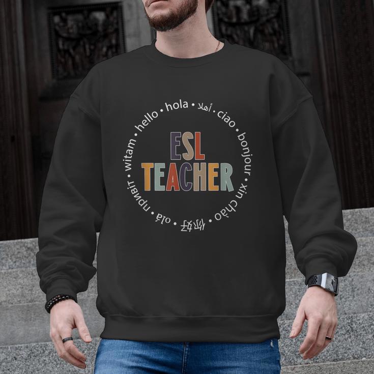 Retro ESL Teacher Teach Multilingual Learners Team Men Graphic Sweatshirt