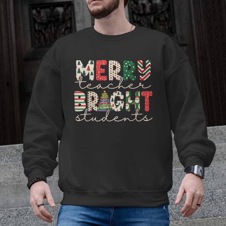 Retro Merry Teacher Bright Students Christmas Teacher Men Graphic Sweatshirt