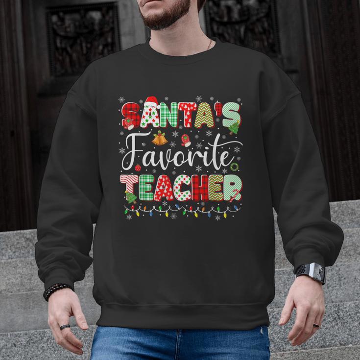 Santas Favorite Teacher Christmas Matching Xmas Men Women Men Graphic Sweatshirt