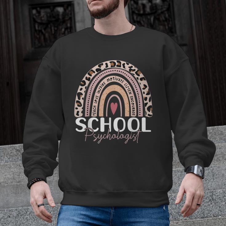School Psych Teacher School Psychologist Leopard Rainbow Men Graphic Sweatshirt