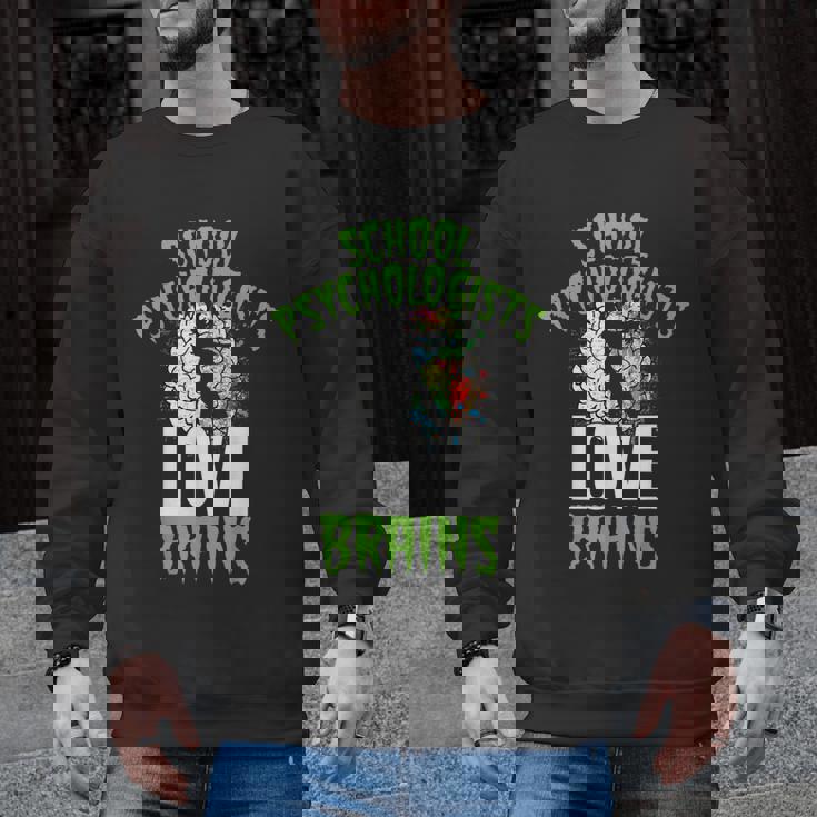 School Psychologists Love Brains Halloween Teacher Counselor Men Graphic Sweatshirt