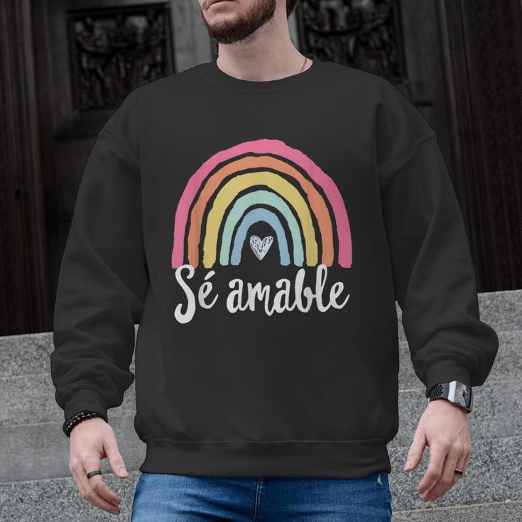 Sé Amable Spanish Bilingual Teacher Be Kind Boho Rainbow Men Graphic Sweatshirt