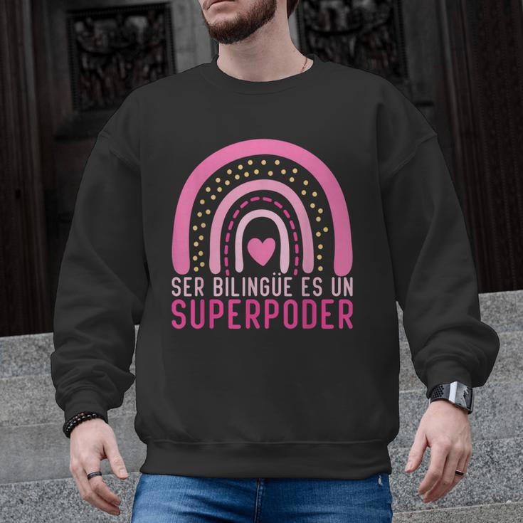 Ser Bilingue Es Un Superpoder Spanish Teacher Esl Teacher Men Graphic Sweatshirt