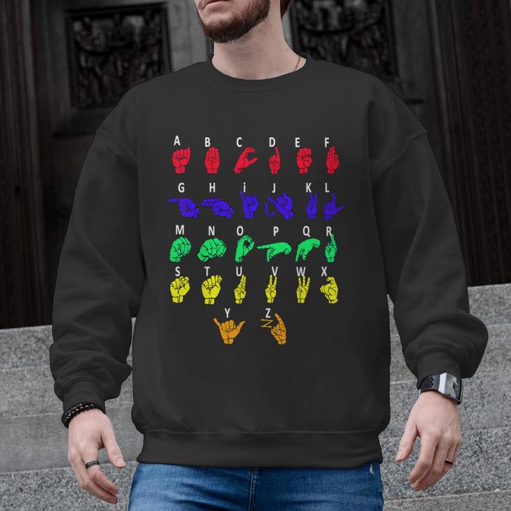 Sign Language Alphabet For ASL Interpreter Deaf Teacher Stud For Men Women Girls Kids Men Graphic Sweatshirt