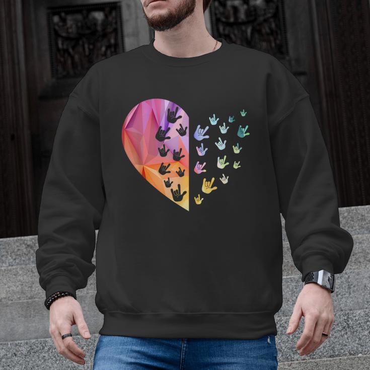 Sign Language Heart ASL For Deaf Teacher Men Graphic Sweatshirt
