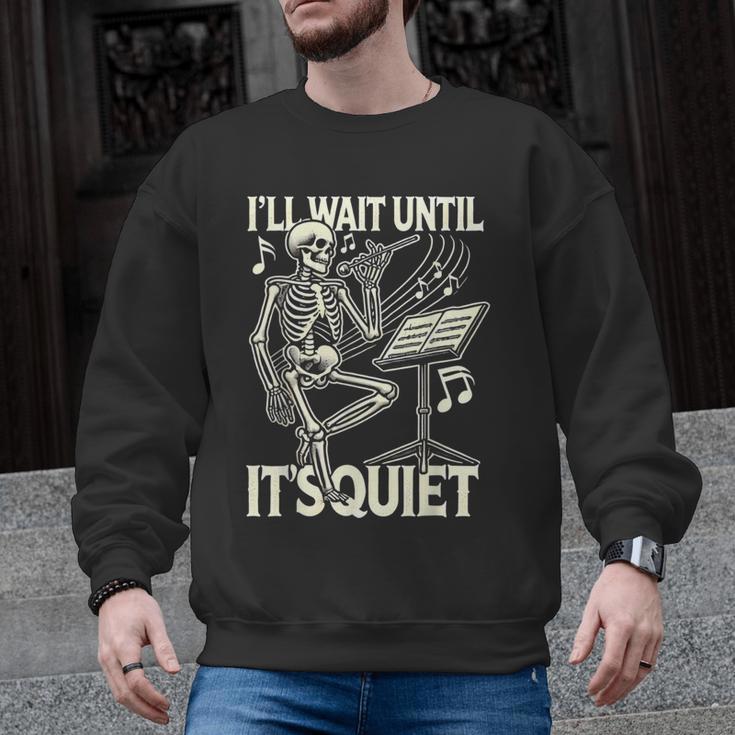Skeleton Music Teacher I'Ll Wait Until It's Quiet Men Graphic Sweatshirt