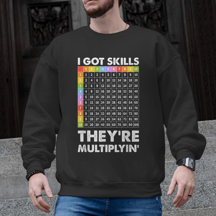 I Got Skills They'Re Multiplying Nerd Math Teacher Men Graphic Sweatshirt